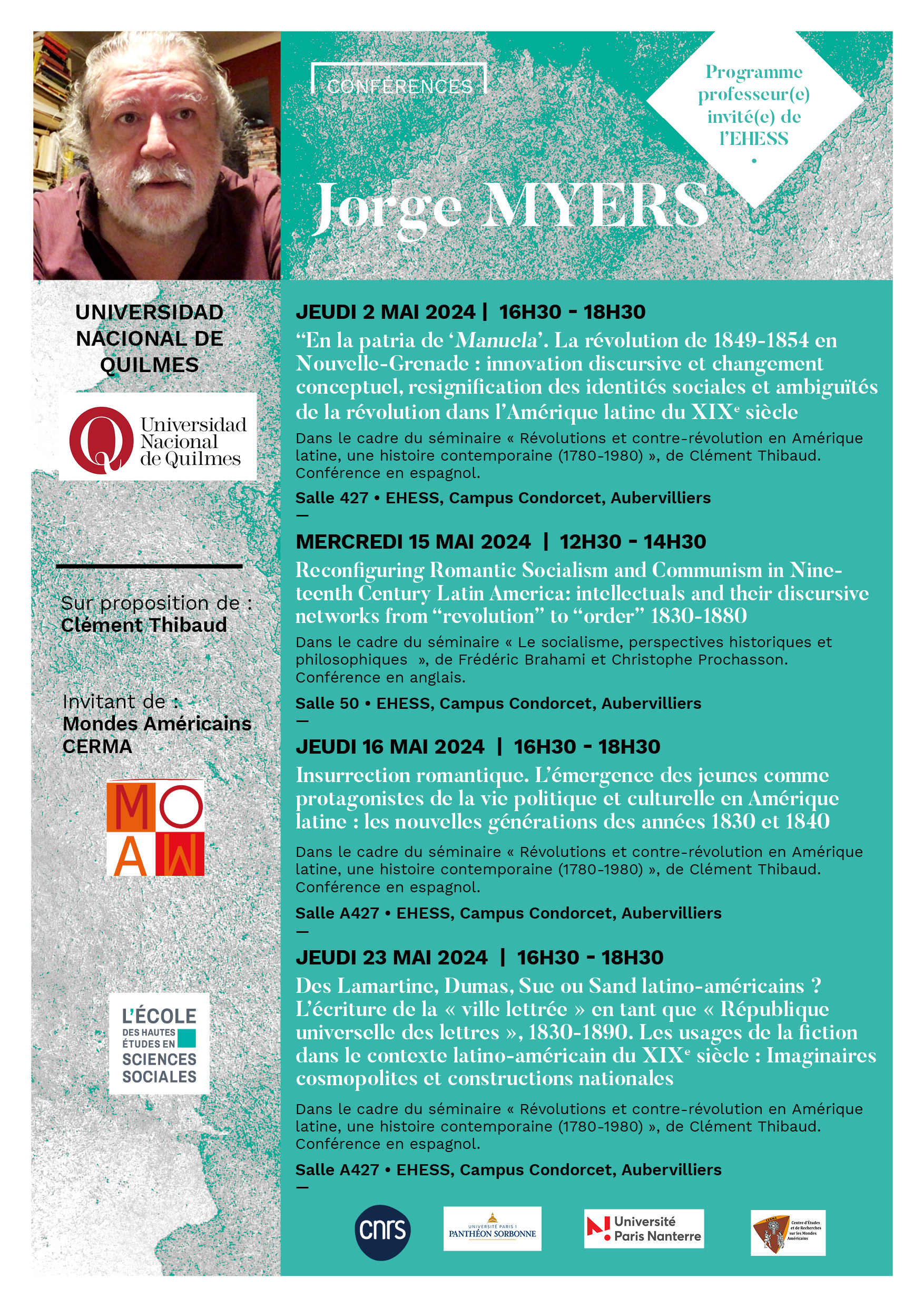 Conférences de Jorge Myers, profeseur à l'Université nationale de Quilmes et chercheur au CONICET